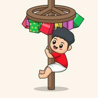 areca climbing competition. flat character vector. Indonesian Independence day vector