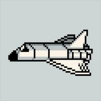 Pixel art illustration Space plane. Pixelated Spaceship.Space Plane icon pixelated for the pixel art game and icon for website and video game. old school retro. vector