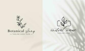 Floral Element Hand Drawn Botanical Logo With Wild Flower vector