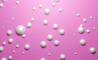 Pearl background with small and big on pink background, 3d rendering photo