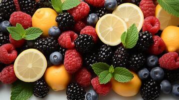 Delicious and Nutritious Colorful Summer Fruits at the Farmers' Market, Ai Generative photo