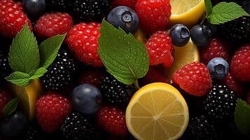 Delicious and Nutritious Colorful Summer Fruits at the Farmers' Market, photo