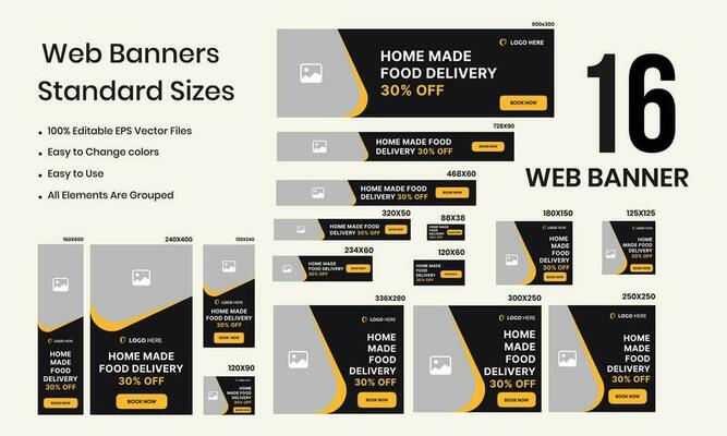 Home made food delivery services web set banner