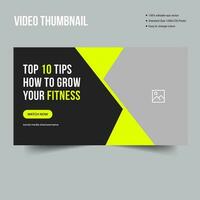 Body fitness social media web banner and video thumbnail design, vector