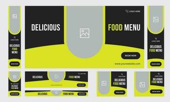 Delicious food menu set of web banner template vector