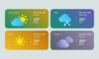 GUI weather widget design, temperature, atmospheric pressure vector