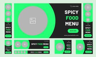 Food menu offer web set banner template design for social media posts vector