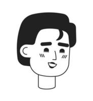 Cute man with short haircut monochrome flat linear character head. Editable outline hand drawn human face icon. 2D cartoon spot vector avatar illustration for animation