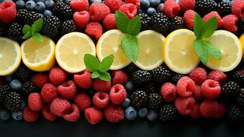 Delicious and Nutritious Colorful Summer Fruits at the Farmers' Market, Ai Generative photo