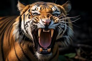 Powerful Wild Tiger Closeup The Fierce King of the Jungle in its Natural Habitat, photo