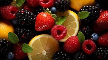 Delicious and Nutritious Colorful Summer Fruits at the Farmers' Market, photo