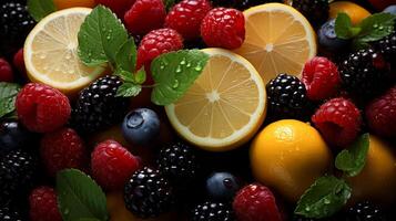 Delicious and Nutritious Colorful Summer Fruits at the Farmers' Market, photo