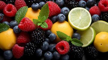 Delicious and Nutritious Colorful Summer Fruits at the Farmers' Market, photo