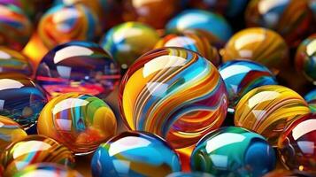 Illustration of glass marbles background, AI Generated photo