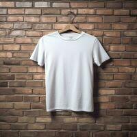 Illustration of a white plain t-shirt mockup, AI Generated photo