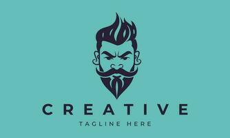 Stylish barber shop logo featuring a dashing man with a beard and mustache. vector