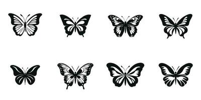 conjunto de iconos de silueta de mariposa. ilustraciones vectoriales. vector