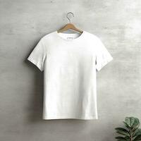 Illustration of awhite  plain t-shirt mockup, AI Generated photo