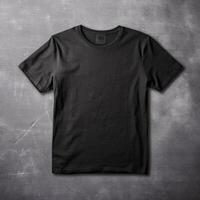 Illustration of a black plain t-shirt mockup, AI Generated photo