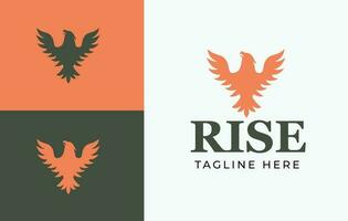 Phoenix bird flying high logo design vector