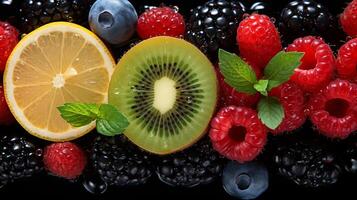 Delicious and Nutritious Colorful Summer Fruits at the Farmers' Market, Ai Generative photo