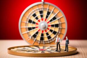 AI Generated Businessman Aiming for Success  Concept of Money, Dart Board, and Target photo