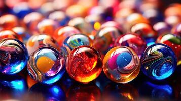 Illustration of glass marbles background, AI Generated photo