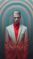 An illustration of a fashion portrait of a man combined with abstract art., AI Generated photo