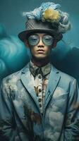 An illustration of a fashion portrait of a man combined with abstract art., AI Generated photo