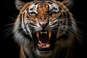 Powerful Wild Tiger Closeup The Fierce King of the Jungle in its Natural Habitat, photo