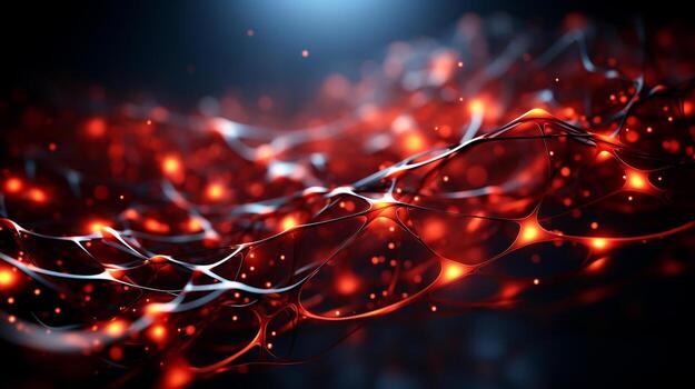 Futuristic Network Connection Exploring the Blood Connection of a Red Dot in a Digital World, photo