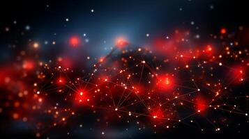 Futuristic Technological Connection Abstract Digital Network with Red Dot, photo