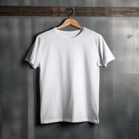 ilustración de un blanco llanura camiseta Bosquejo, ai generado foto