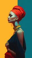 An illustration of a fashion portrait  combined with abstract art., AI Generated photo