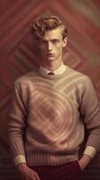 An illustration of a fashion portrait of a man combined with abstract art., AI Generated photo