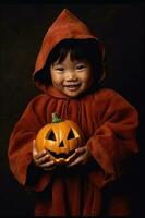 An illustration of children wearing a halloween costume , AI Generated photo