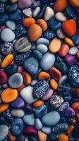 Illustration of small sea stone pebble background, AI Generated photo