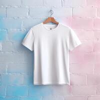 Illustration of a white plain t-shirt mockup, AI Generated photo