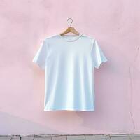 Illustration of a white plain t-shirt mockup, AI Generated photo