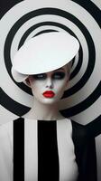 An illustration of a fashion portrait of a woman combined with abstract art., AI Generated photo