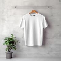 Illustration of a white plain t-shirt mockup, AI Generated photo