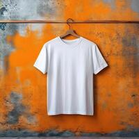 Illustration of a white plain t-shirt mockup, AI Generated photo