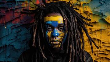 An illustration of a fashion portrait of a man combined with abstract art., photo