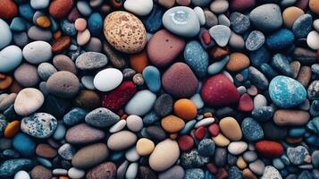 Illustration of small sea stone pebble background, AI Generated photo