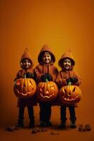 An illustration of children wearing a halloween costume , AI Generated photo