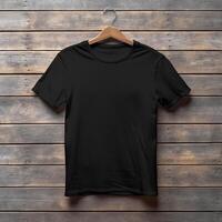 Illustration of a black plain t-shirt mockup, AI Generated photo