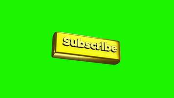 3d subscribe in gold on a green background, amazing for youtube channel, size 4k video