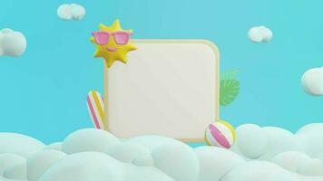 3D animation summer sales social media post template, suitable for travel agency or product campaign video