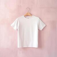 Illustration of a white plain t-shirt mockup, AI Generated photo