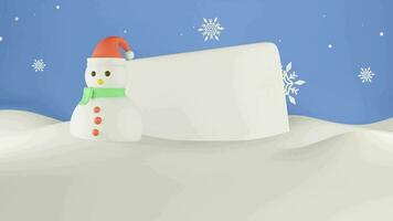3d Animé hiver Ventes social médias Publier modèle avec blanc podium, flocon de neige et bonhomme de neige, incroyable pour Voyage agences, produit promotion, Noël et Nouveau année salutations. video